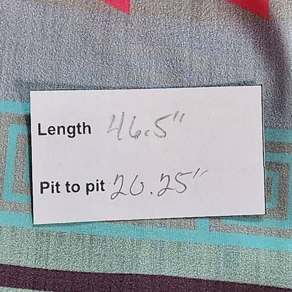 Pink and Gray Puff Sleeve Boho Print Oversized Midi Dress NWOT Size Medium - Picture 10 of 10